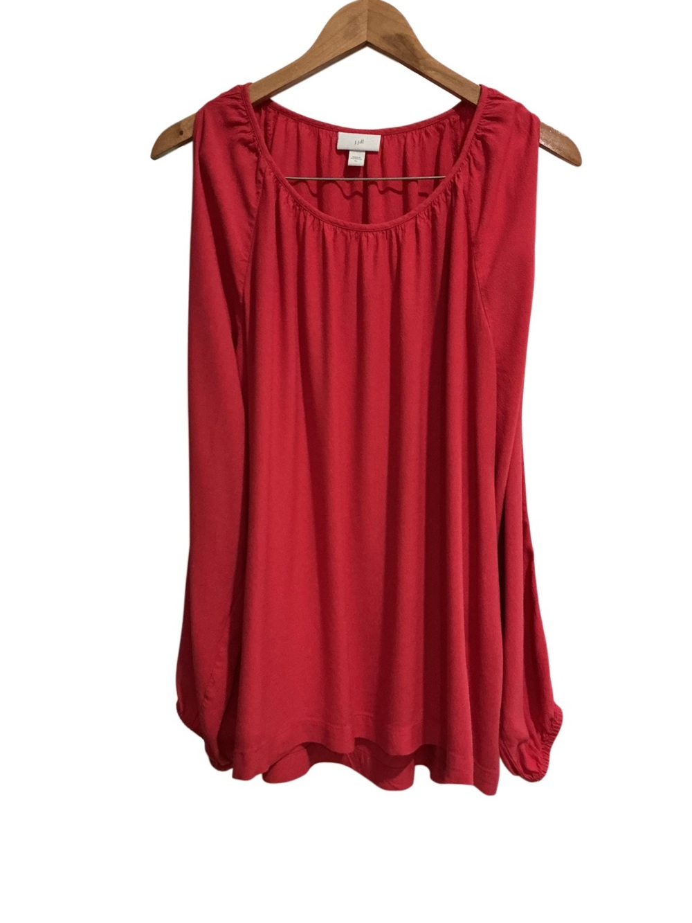 J. Jill Boho Blouse Cold Shoulder Long Sleeve Coral Red Relaxed Fit
